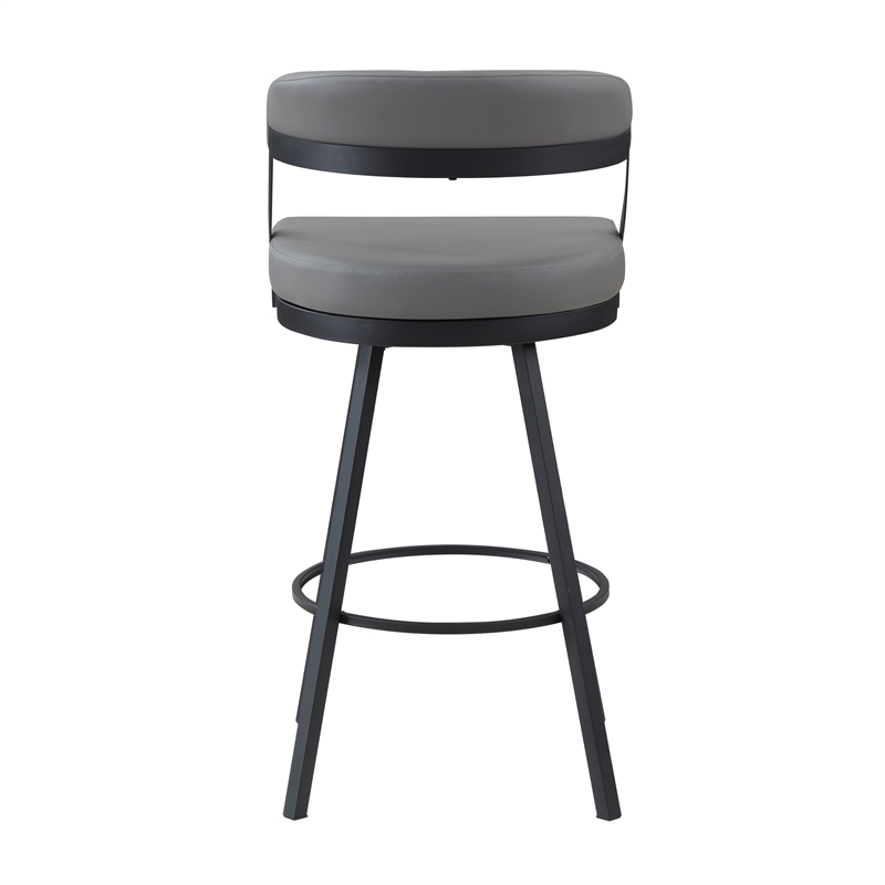 Lexicon Oxton Metal & Faux leather set of 2 Swivel Pub Height Chair in Gray