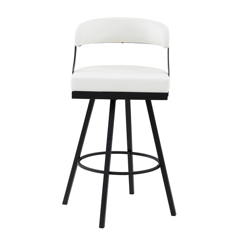 Lexicon Oxton Metal & Faux leather set of 2 Swivel Pub Height Chair in White