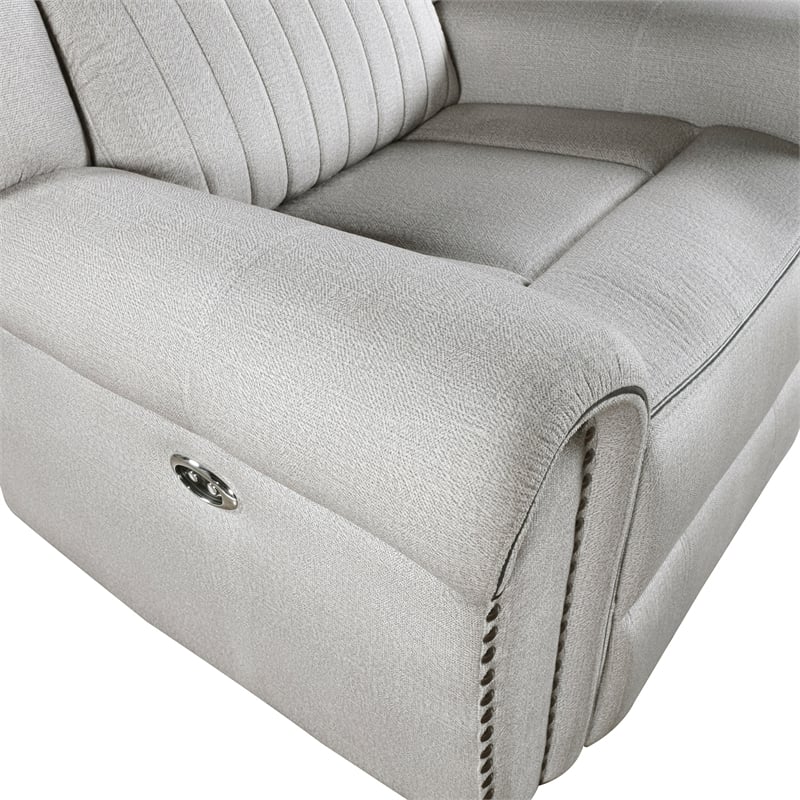 Lexicon Brennen Microfiber Upholstery Power Reclining Chair in Mist Color