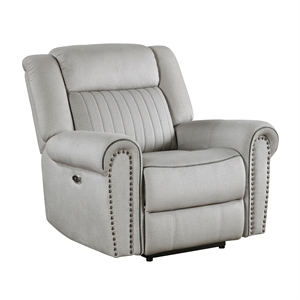Lexicon Brennen Microfiber Upholstery Power Reclining Chair in Mist Color