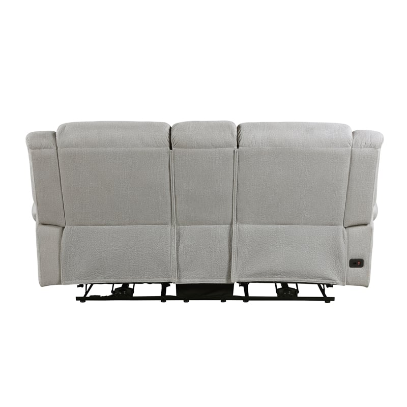 Lexicon Brennen Microfiber Pwr Dbl Rclng Love Seat with Center Console in Mist