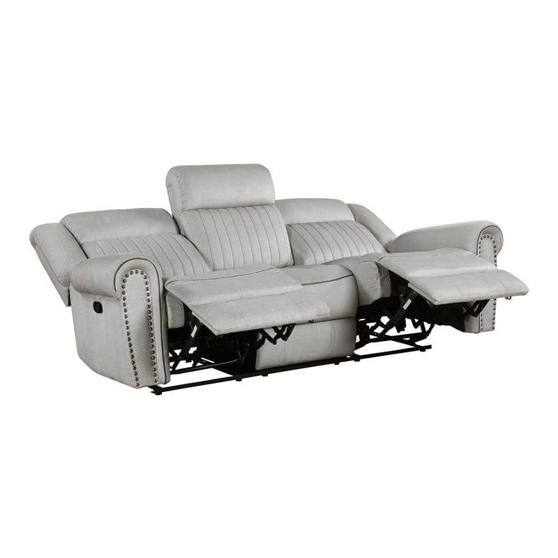 Lexicon Brennen Microfiber Upholstery Double Reclining Sofa in Mist Color