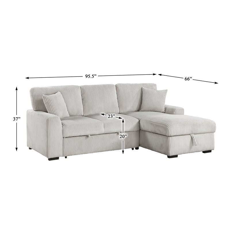 Lexicon Marsh Corduroy 2-Piece Sectional with Right Chaise in Gray