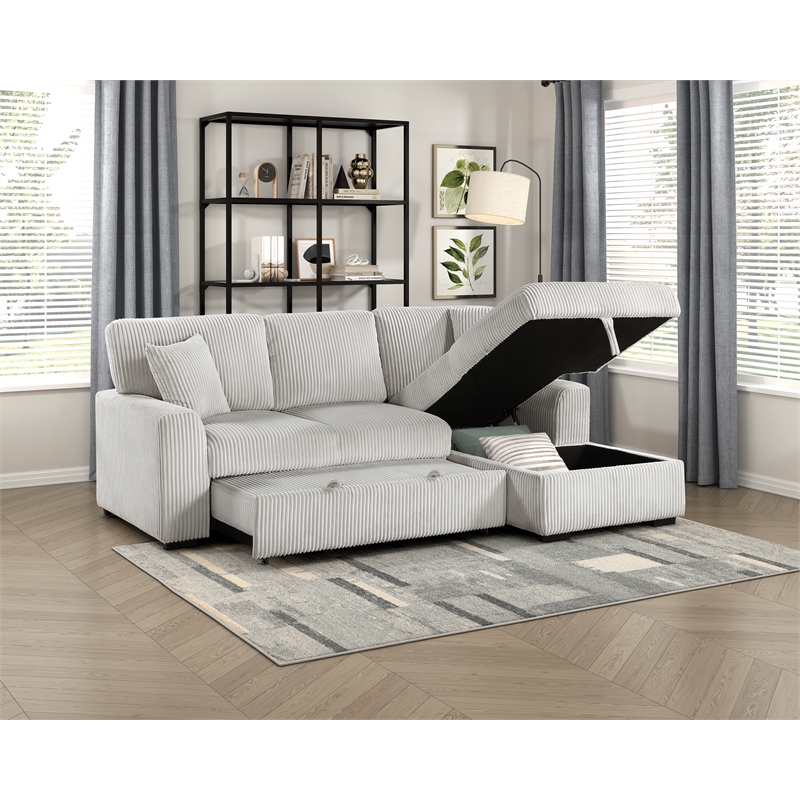 Lexicon Marsh Corduroy 2-Piece Sectional with Right Chaise in Gray
