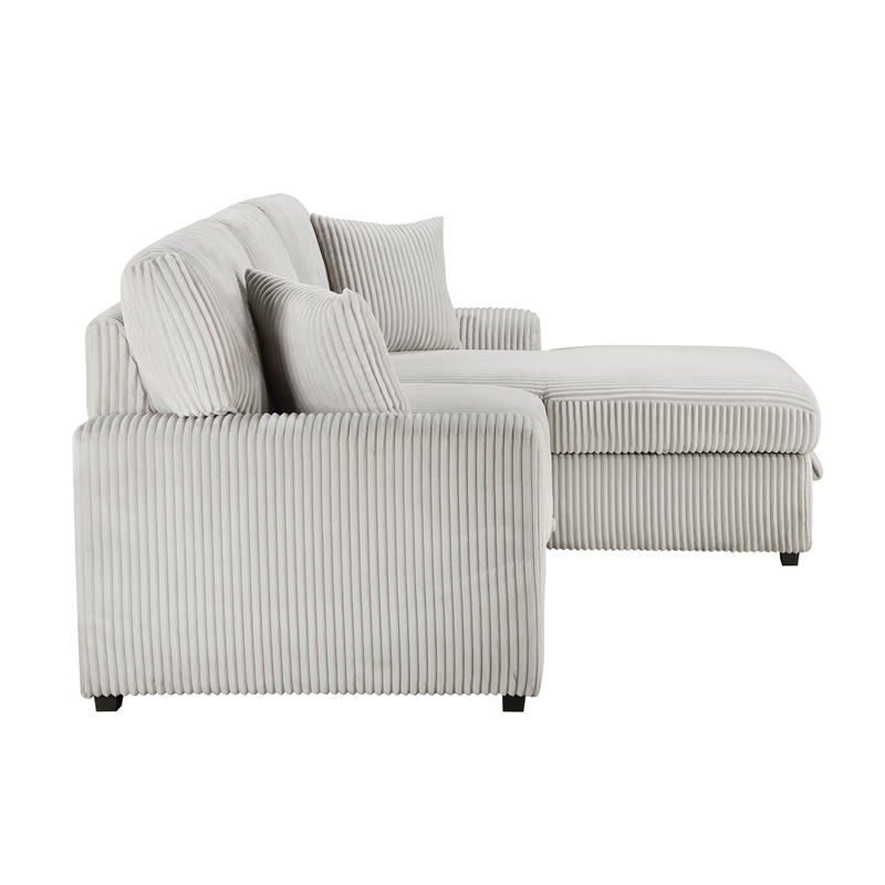 Lexicon Marsh Corduroy 2-Piece Sectional with Right Chaise in Gray