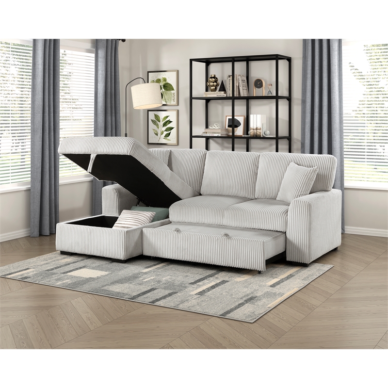 Lexicon Marsh Corduroy 2-Piece Sectional with Left Chaise in Gray