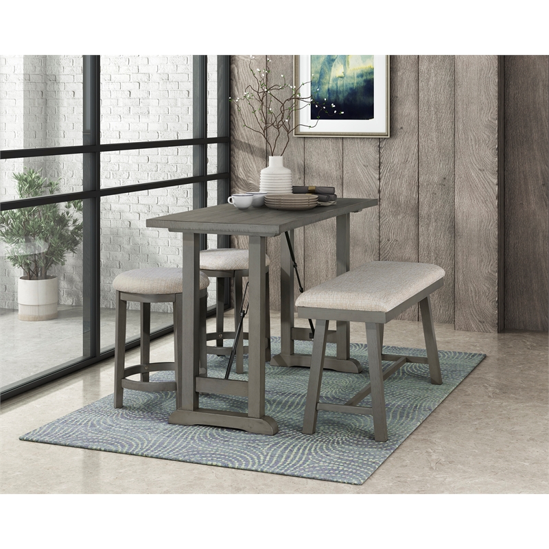 Lexicon Trudy Textured Counter Height Stool set of 2 in Gray