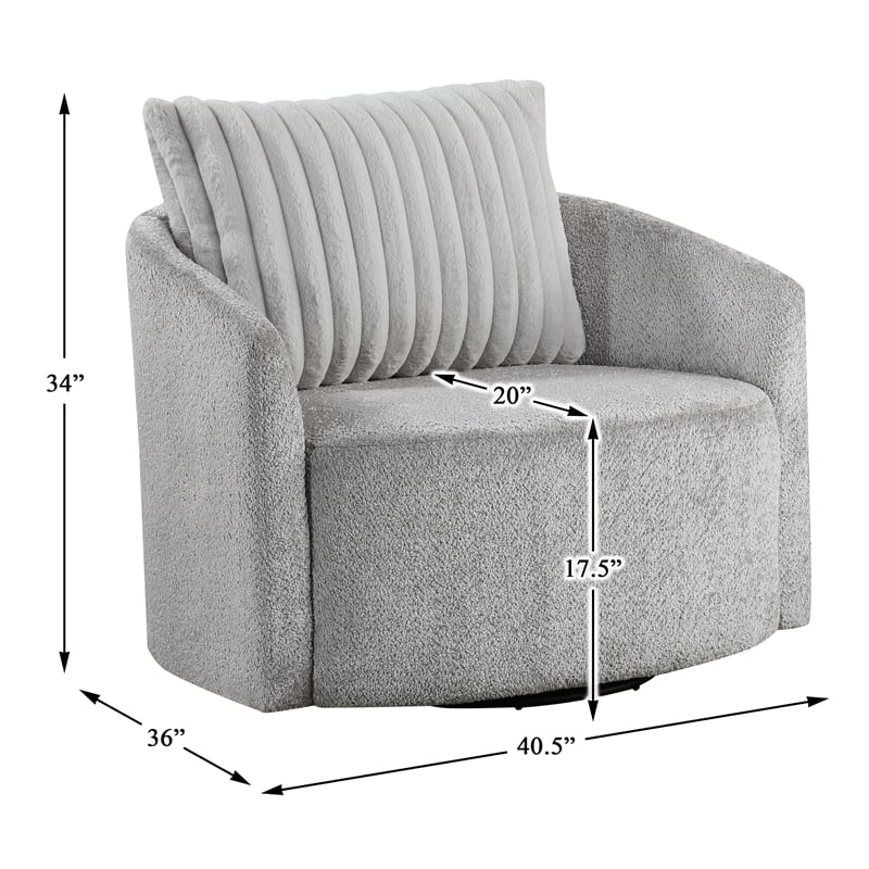 Lexicon Francine Chenille Swivel Chair in Gray