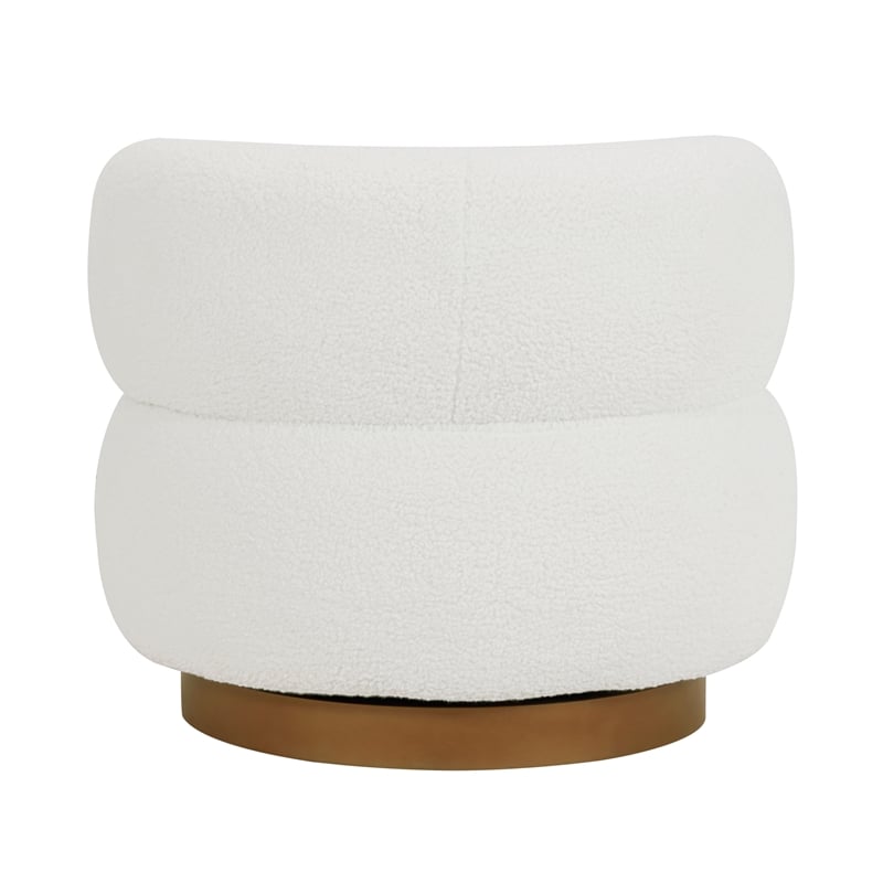 Lexicon Novella Sherpa Fabric Upholstery Swivel Chair in White