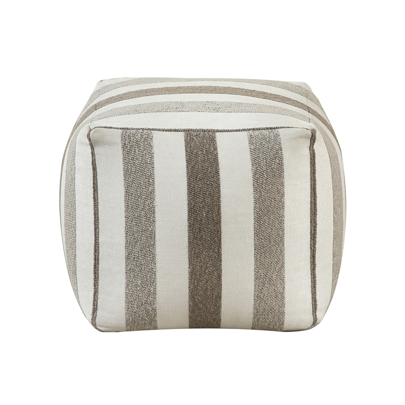 Lexicon Cravat Jacquard Fabric Upholstery Pouf in Multi-color