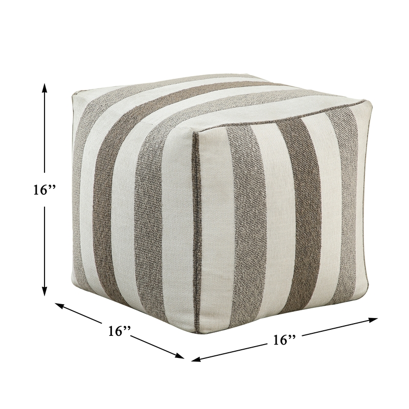 Lexicon Cravat Jacquard Fabric Upholstery Pouf in Multi-color