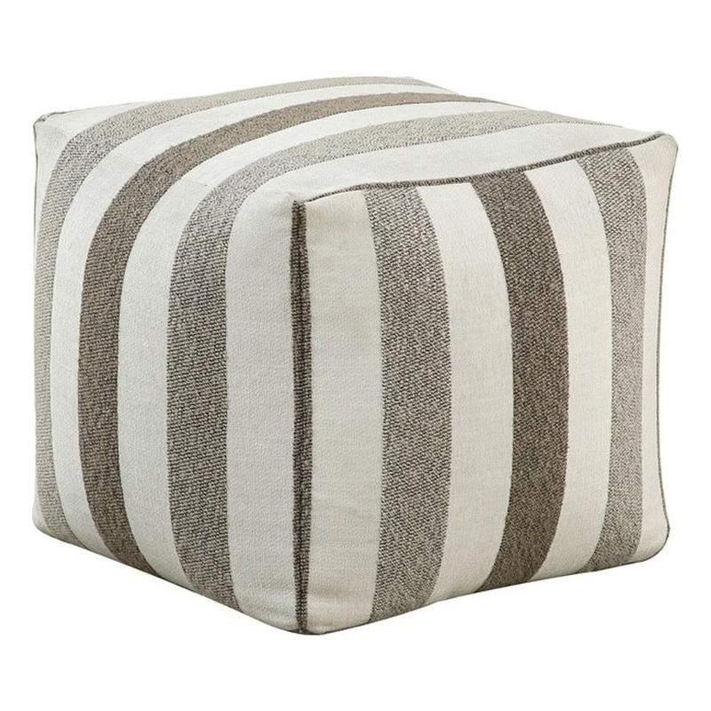 Lexicon Cravat Jacquard Fabric Upholstery Pouf in Multi-color