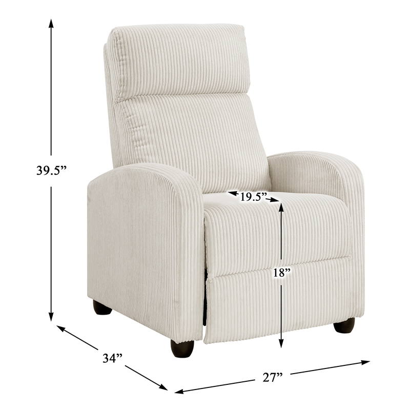 Lexicon Maye Corduroy Push Back Reclining Chair in Beige