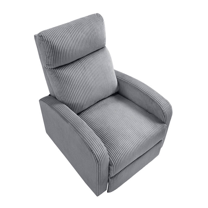 Lexicon Maye Corduroy Push Back Reclining Chair in Dark Gray