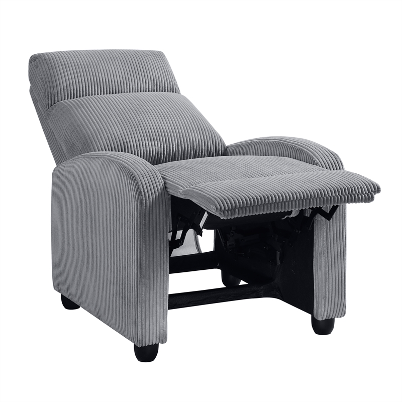 Lexicon Maye Corduroy Push Back Reclining Chair in Dark Gray