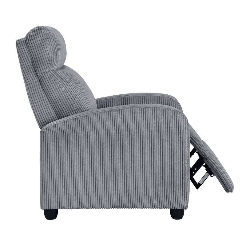 Lexicon Maye Corduroy Push Back Reclining Chair in Dark Gray