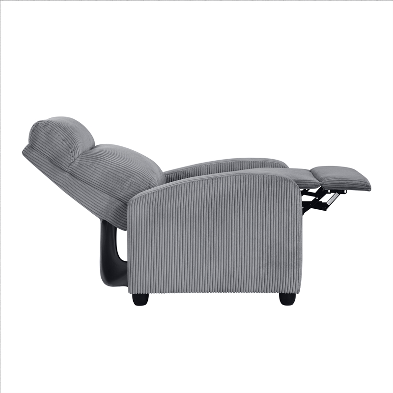 Lexicon Maye Corduroy Push Back Reclining Chair in Dark Gray