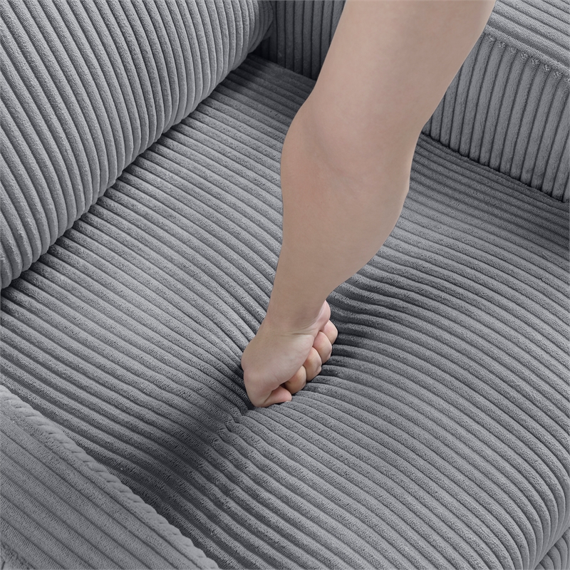 Lexicon Maye Corduroy Push Back Reclining Chair in Dark Gray