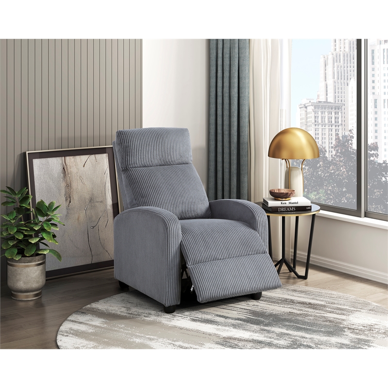 Lexicon Maye Corduroy Push Back Reclining Chair in Dark Gray