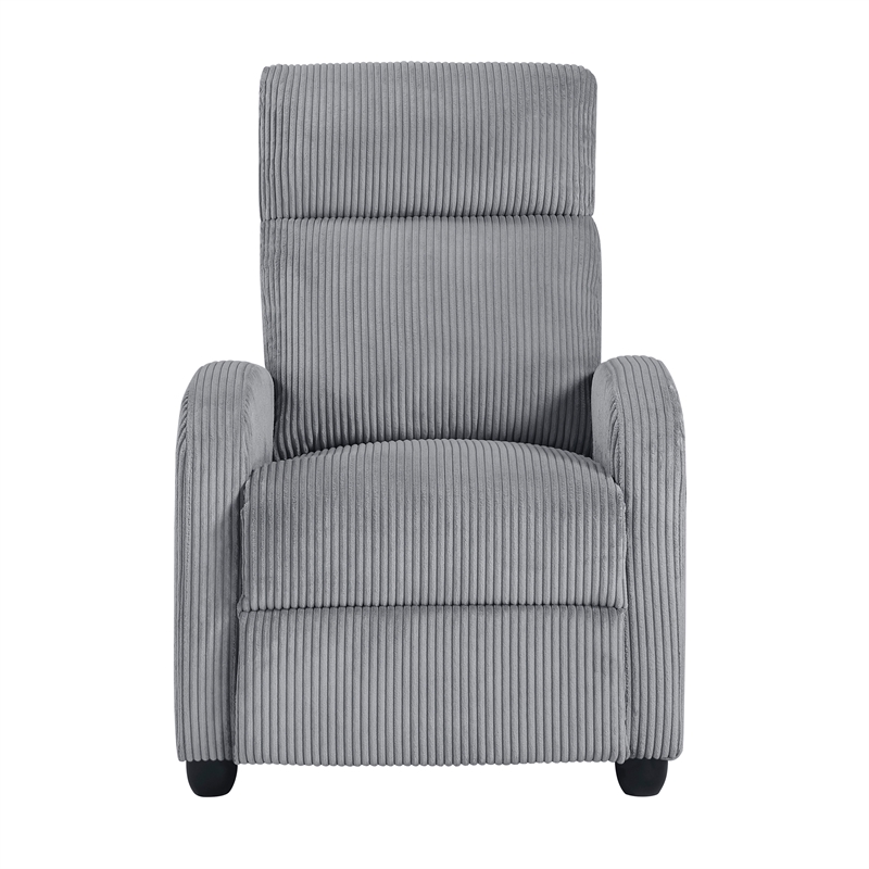 Lexicon Maye Corduroy Push Back Reclining Chair in Dark Gray