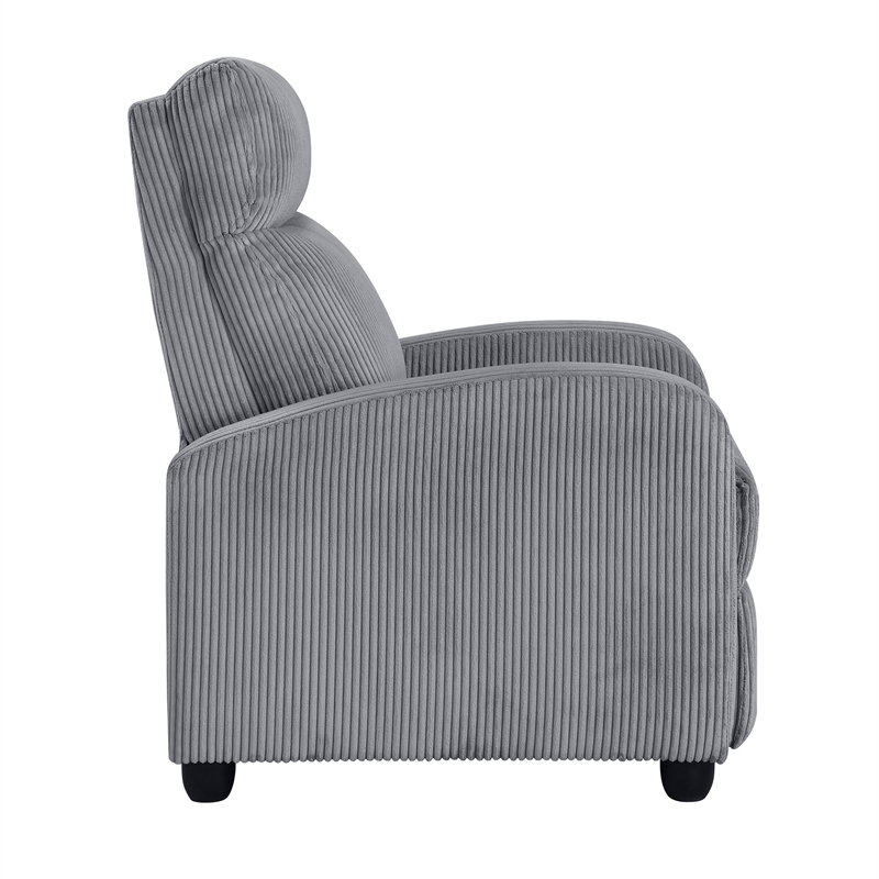 Lexicon Maye Corduroy Push Back Reclining Chair in Dark Gray