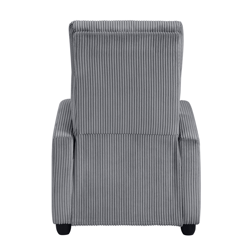 Lexicon Maye Corduroy Push Back Reclining Chair in Dark Gray