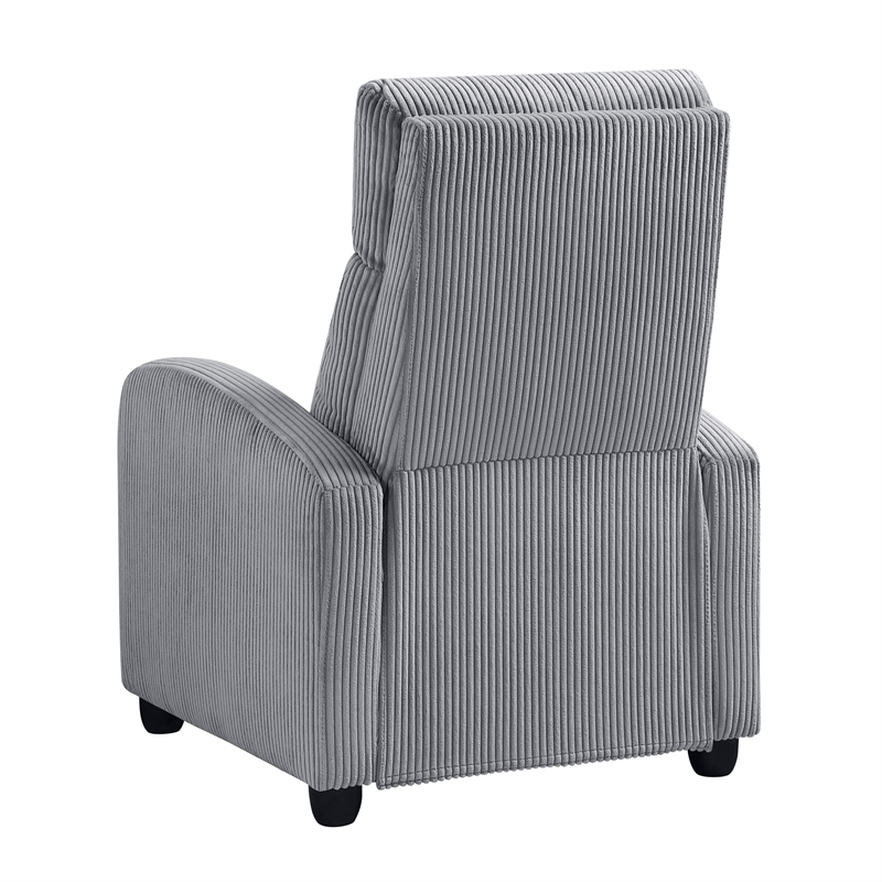 Lexicon Maye Corduroy Push Back Reclining Chair in Dark Gray