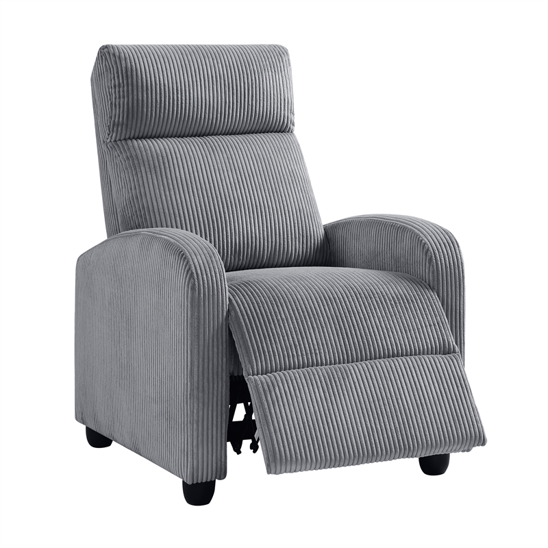Lexicon Maye Corduroy Push Back Reclining Chair in Dark Gray