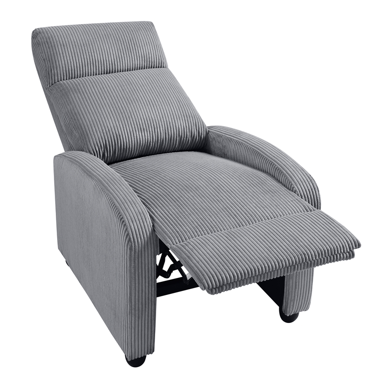 Lexicon Maye Corduroy Push Back Reclining Chair in Dark Gray