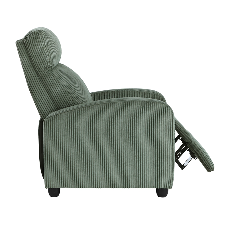 Lexicon Maye Corduroy Push Back Reclining Chair in Green