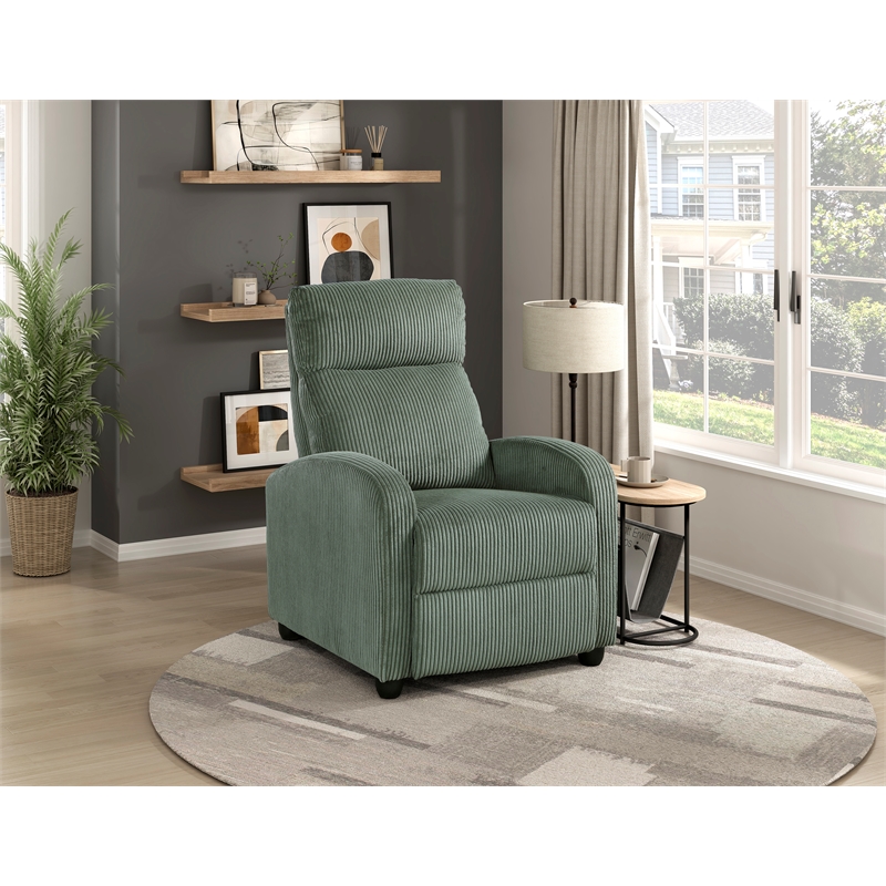Lexicon Maye Corduroy Push Back Reclining Chair in Green