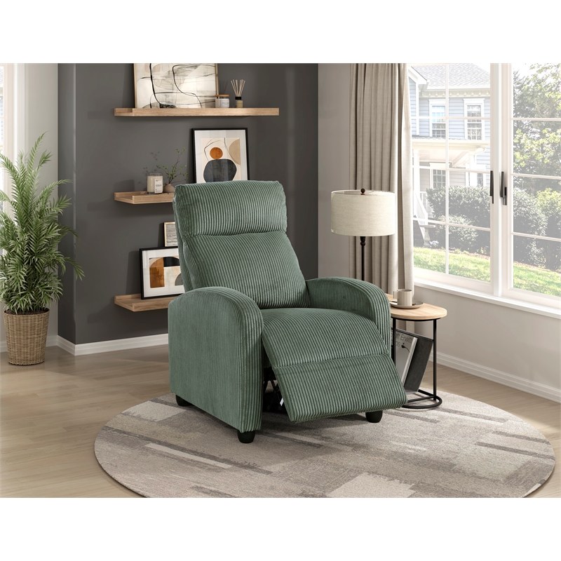 Lexicon Maye Corduroy Push Back Reclining Chair in Green