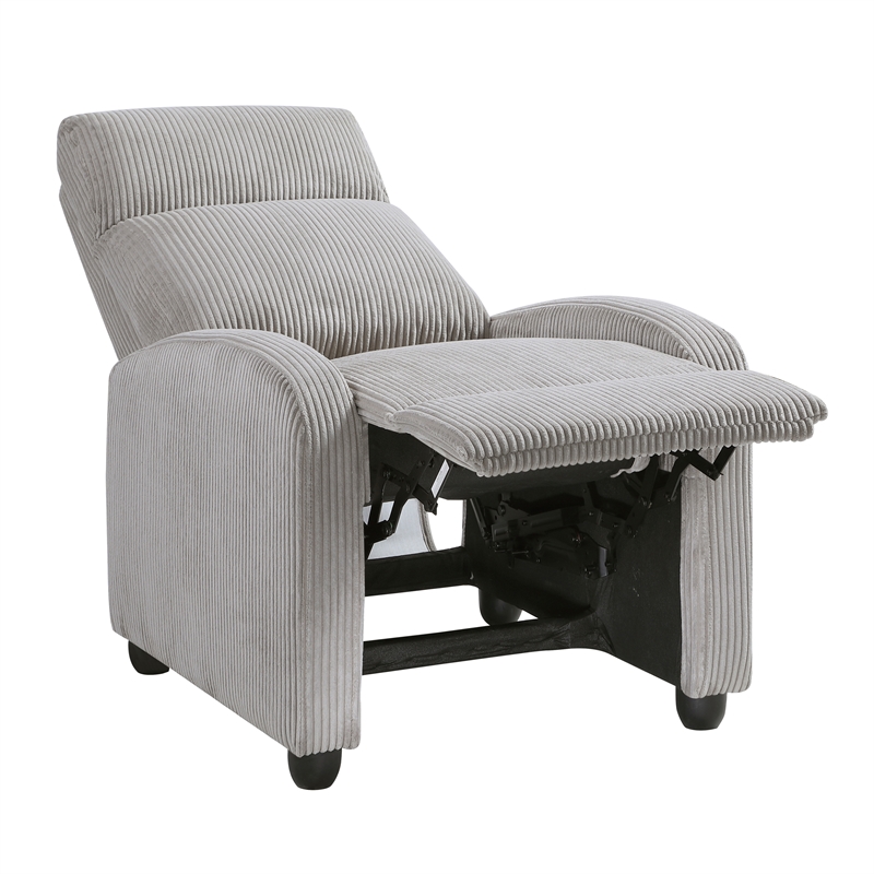 Lexicon Maye Corduroy Push Back Reclining Chair in Light Gray