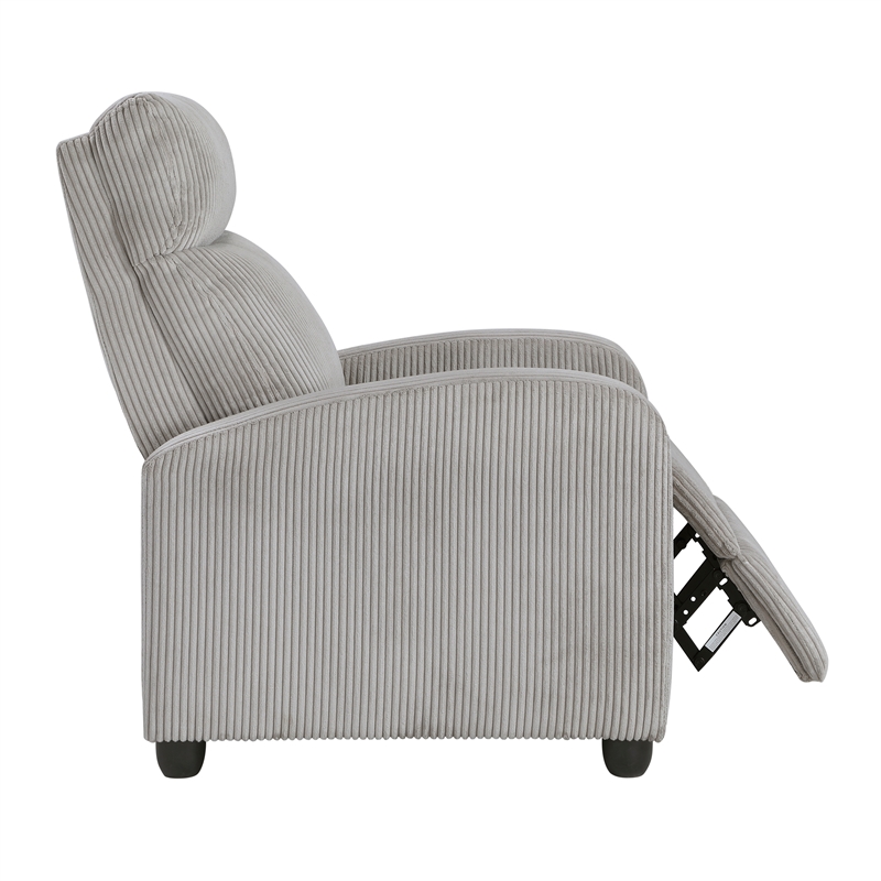 Lexicon Maye Corduroy Push Back Reclining Chair in Light Gray