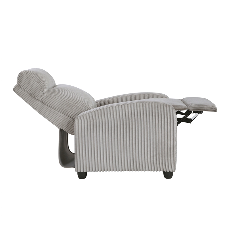 Lexicon Maye Corduroy Push Back Reclining Chair in Light Gray