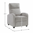 Lexicon Maye Corduroy Push Back Reclining Chair in Light Gray