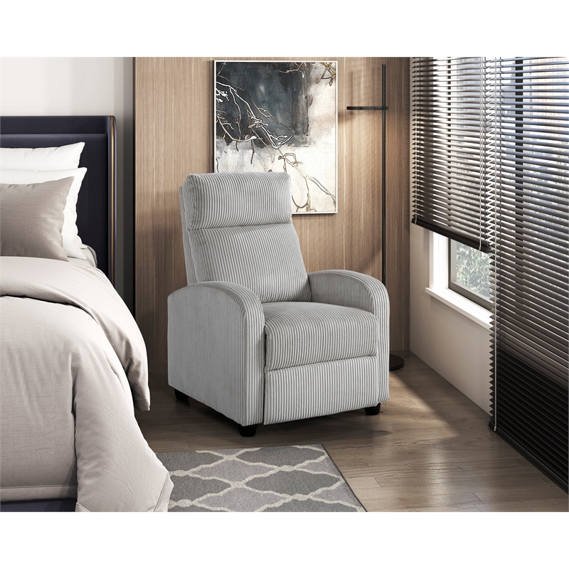 Lexicon Maye Corduroy Push Back Reclining Chair in Light Gray