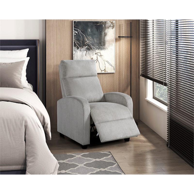 Lexicon Maye Corduroy Push Back Reclining Chair in Light Gray