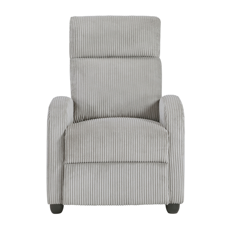 Lexicon Maye Corduroy Push Back Reclining Chair in Light Gray
