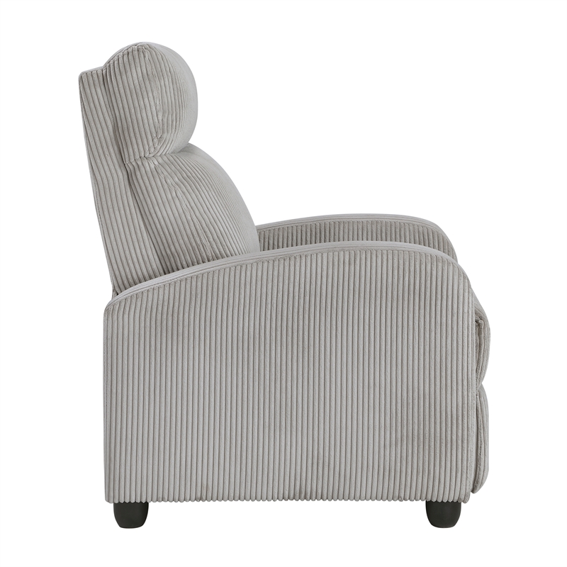 Lexicon Maye Corduroy Push Back Reclining Chair in Light Gray