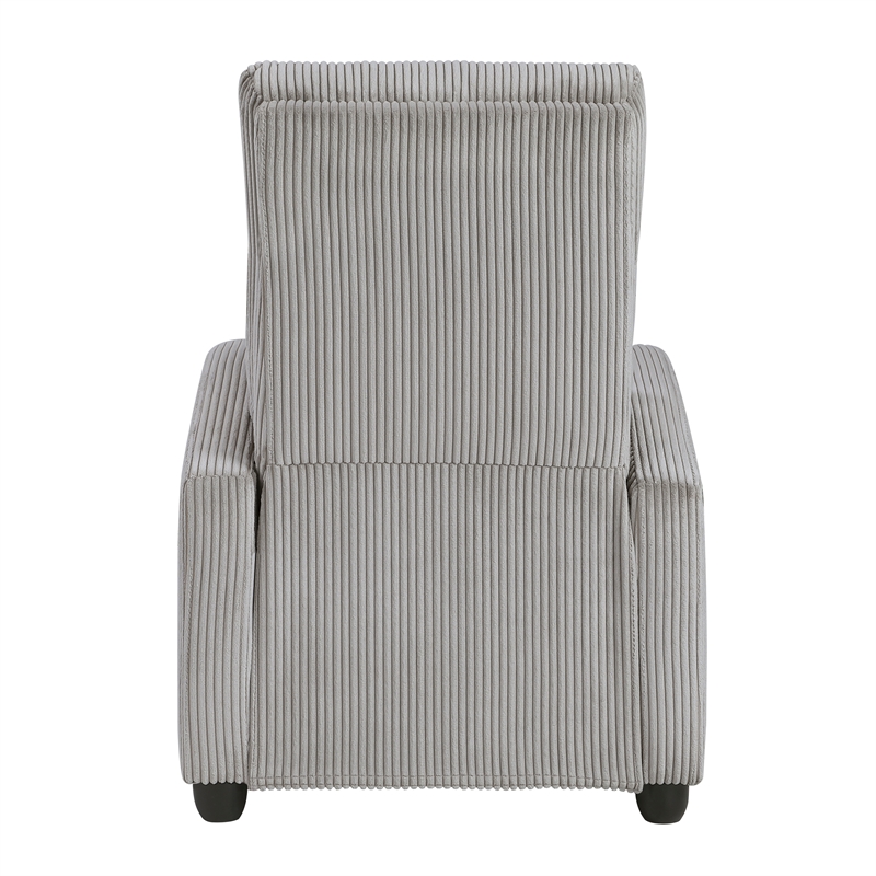 Lexicon Maye Corduroy Push Back Reclining Chair in Light Gray