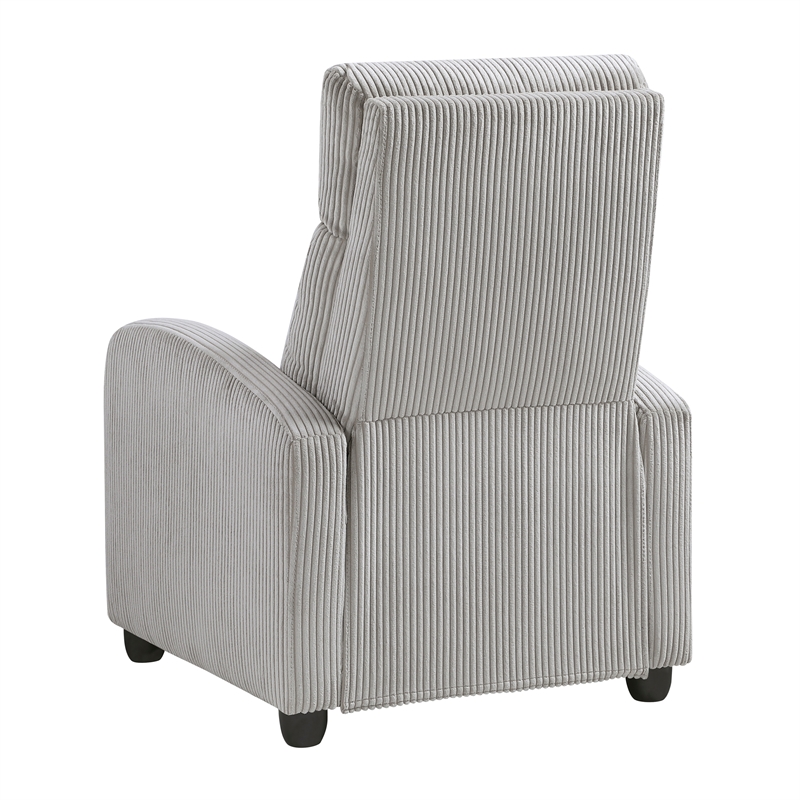 Lexicon Maye Corduroy Push Back Reclining Chair in Light Gray