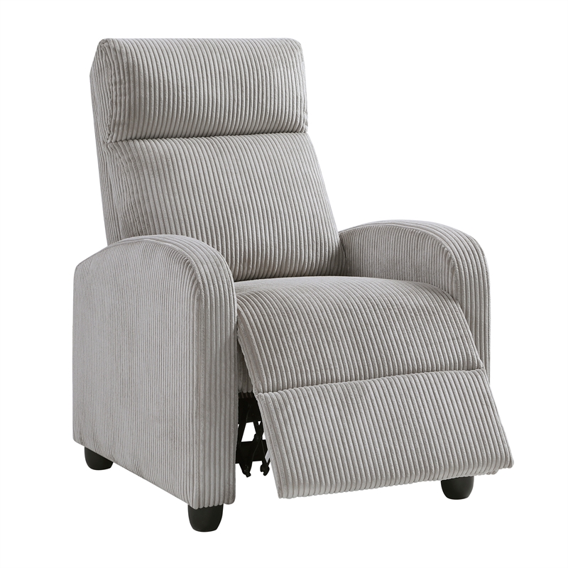Lexicon Maye Corduroy Push Back Reclining Chair in Light Gray