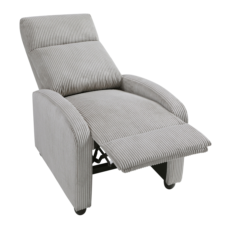 Lexicon Maye Corduroy Push Back Reclining Chair in Light Gray