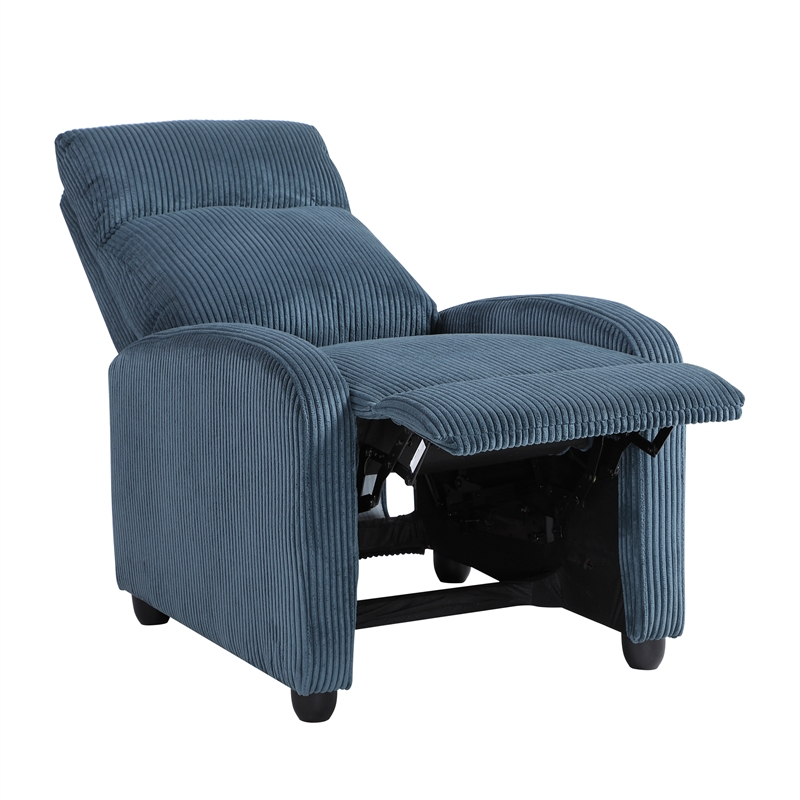 Lexicon Maye Corduroy Push Back Reclining Chair in Midnight Blue