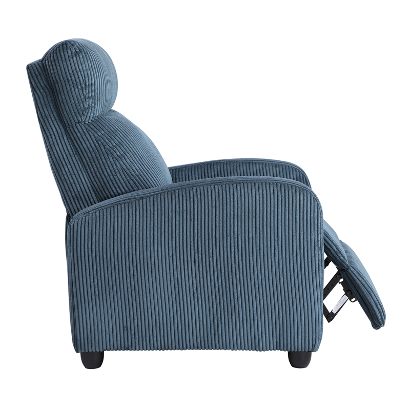 Lexicon Maye Corduroy Push Back Reclining Chair in Midnight Blue