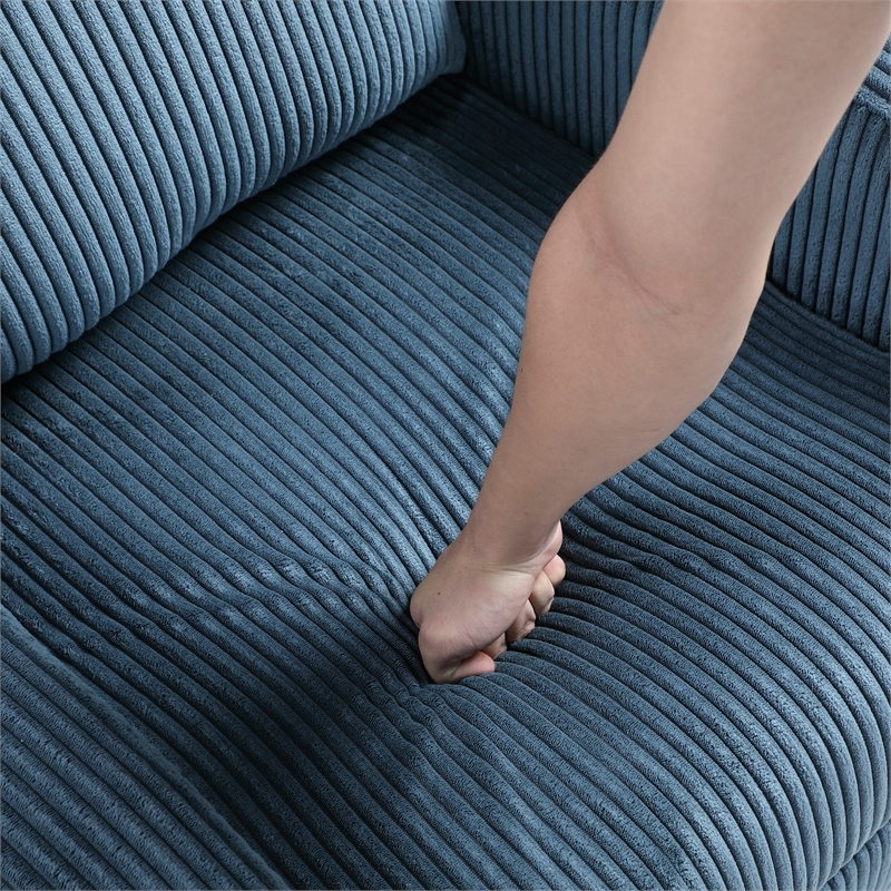 Lexicon Maye Corduroy Push Back Reclining Chair in Midnight Blue