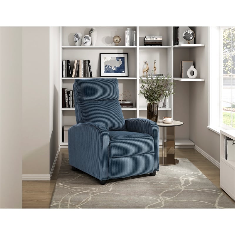 Lexicon Maye Corduroy Push Back Reclining Chair in Midnight Blue