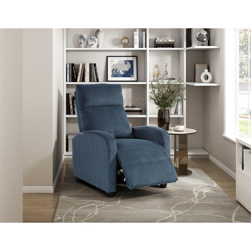 Lexicon Maye Corduroy Push Back Reclining Chair in Midnight Blue