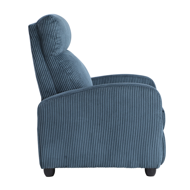 Lexicon Maye Corduroy Push Back Reclining Chair in Midnight Blue